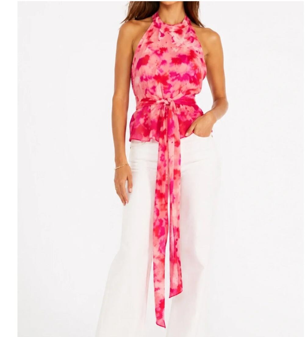 Trina Turk 100% Silk Blaze Halter Top